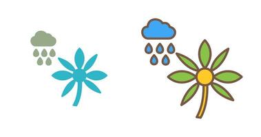 Flower with rain Vector Icon