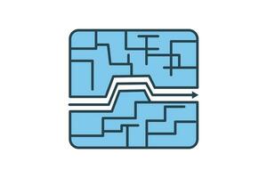 Maze icon. Icon related to problem solving. icon suitable for web site design, app, user interfaces, printable etc. Flat line icon style. Simple vector design editable