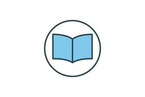 Open book icon. Icon related to research or knowledge. icon suitable for web site design, app, user interfaces, printable etc. Flat line icon style. Simple vector design editable