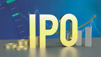 The gold ipo on chart background for Business concept 3d rendering photo