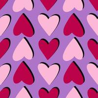 Trendy hand-drawn seamless pattern with hearts, love symbol. Valentines day vector background