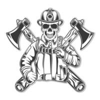 firefighter skull hellmat  vector with axe background bundle.