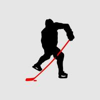 High details of ice hockey silhouette. Minimal symbol and logo of sport. Fit for element design, background, banner, backdrop, cover, logotype. Isolated on black background. Vector Eps 10