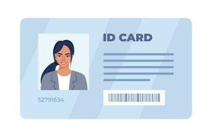 ID card. Personal info data. Identification document with person photo. User or profile card. Driver's license. Flat style. Vector illustration.