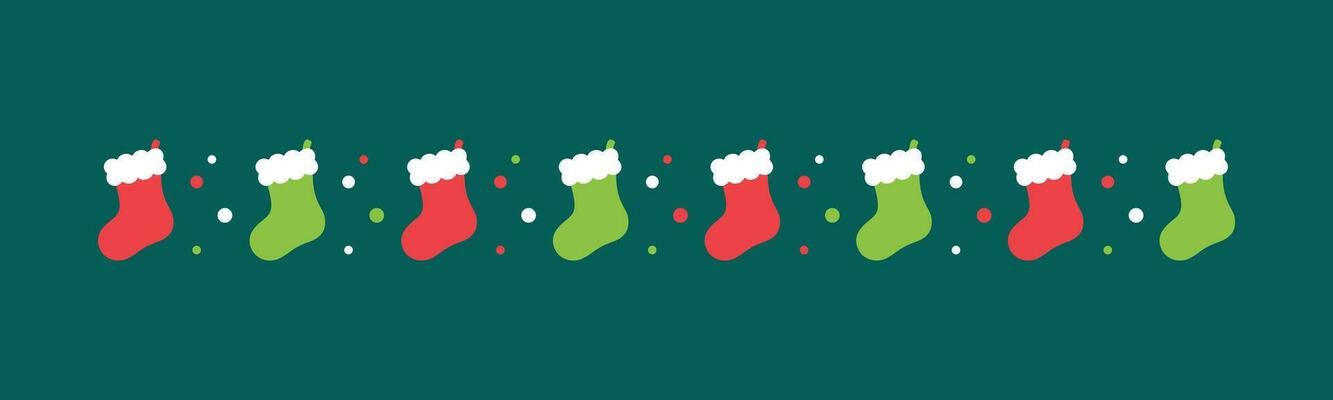 Christmas themed decorative border and text divider, Christmas Stocking Pattern. Vector Illustration.