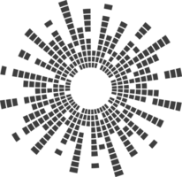 Kreis Klang Welle. Audio- Musik- Ausgleich. runden kreisförmig Symbol. Spektrum radial Muster und Frequenz rahmen. png