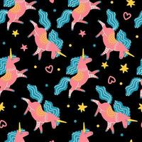Seamless vector pattern pink unicorns blue main illustration