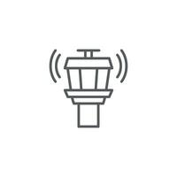 Flight control tower icon in flat style. Navigation monitor vector illustration on isolated background. Airport building sign business concept.