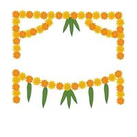 a garland of flowers and leaves on a white background vector