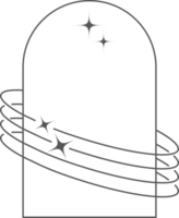 estético marco forma. contorno mínimo gráfico elementos con estrellas. resumen boho arco con destellos de moda geométrico modelo para póster y historia. png