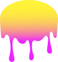 Melted drips shape. Drop flow of neon gradient liquid. Sauce chocolate ink splashes. png