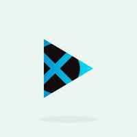 Play button for media app logo design. Streaming service app Logotype. Multimedia player icon design element for Music and movie start sign, audio and video editor logo vector