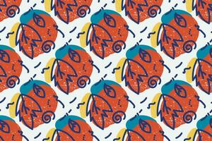 Abstract contemporary seamless pattern with hand drawn shapes, spots, dots and lines with textures. Vibrant boho print. Modern collage vector illustration