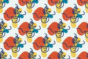 Abstract contemporary seamless pattern with hand drawn shapes, spots, dots and lines with textures. Vibrant boho print. Modern collage vector illustration