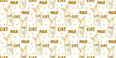 Oat milk seamless pattern. Plant-based milk. vegan products. Vector. Perfect for various projects like textiles, paper crafts, and more. vector