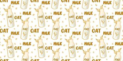 Oat milk seamless pattern. Plant-based milk. vegan products. Vector. Perfect for various projects like textiles, paper crafts, and more. vector