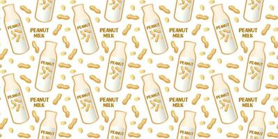 Peanut milk seamless pattern. Plant-based milk. Vegan products. Vector. Perfect for various projects like textiles, paper crafts, and more. vector