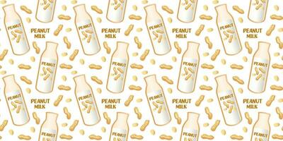 Peanut milk seamless pattern. Plant-based milk. Vegan products. Vector. Perfect for various projects like textiles, paper crafts, and more. vector