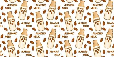 Almond milk seamless pattern. Plant-based milk. vegan products. Vector. Perfect for various projects like textiles, paper crafts, and more. vector
