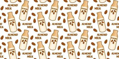 Almond milk seamless pattern. Plant-based milk. vegan products. Vector. Perfect for various projects like textiles, paper crafts, and more. vector