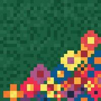 Pixel background with flowers.Geometric abstract background vector