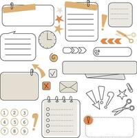 Bullet journal element, sticker, planner label. Group of objects for diary decoration vector