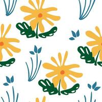 Seamless floral pattern. Modern flowers on white background. Simple minimalistic pattern vector