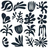 Set of hand drawn various shapes abstract elements. Organic shapes. Abstract flora vector