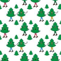 Christmas tree. In psychedelic groovy style. Seamless pattern vector