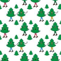 Christmas tree. In psychedelic groovy style. Seamless pattern vector