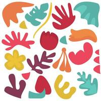 Set of hand drawn various shapes abstract elements. Organic shapes.Abstract flora vector