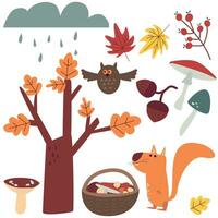 Flat autumn elements collection vector