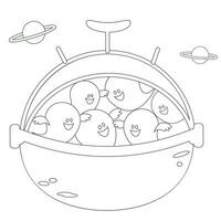 Halloween coloring book with cute ghosts in space vector