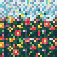 Pixel art of flowers, colorful geometric pattern, abstract background vector
