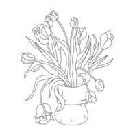 Flower coloring page line art illustration vector