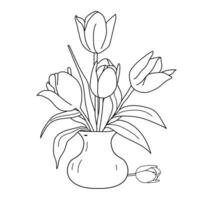 Flower coloring page line art illustration vector