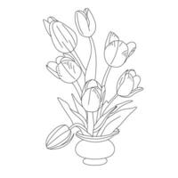 Flower coloring page line art illustration vector