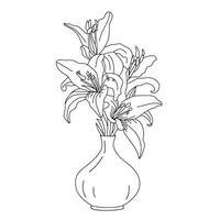 Flower coloring page line art illustration vector