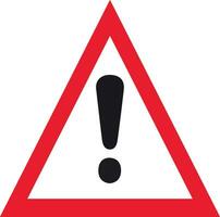 a red and black warning sign with an exclamation mark vector