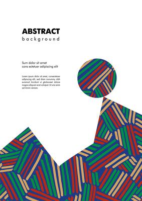 Blank template with geometric elements and retro striped pattern. Abstract texture colorful pencil scribble lines and diagonals