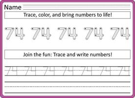 1- 100 number tracing sheets for kids vector