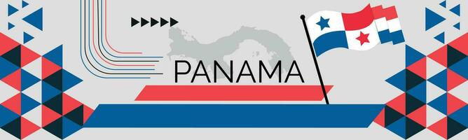 PANAMA Map and raised fists. National day or Independence day design for PANAMA celebration. Modern retro design with abstract icons. Vector illustration.