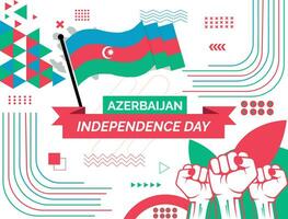 AZERBAIJAN Map and raised fists. National day or Independence day design for AZERBAIJAN celebration. Modern retro design with abstract icons. Vector illustration.