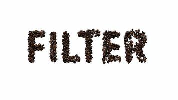 animiert Schrift aus von Kaffee Bohnen das Text Filter mit Alpha Kanal video