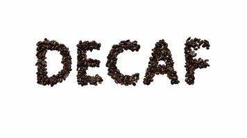 Animated Typeface Out Of Coffee Beans The Text decaf With Alpha Channel video