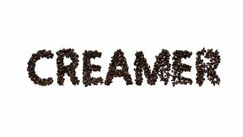 Animated Typeface Out Of Coffee Beans The Text creamer With Alpha Channel video