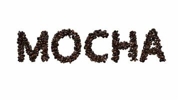 Animated Typeface Out Of Coffee Beans The Text mocha With Alpha Channel video