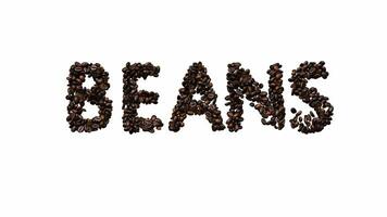 Animated Typeface Out Of Coffee Beans The Text beans With Alpha Channel video