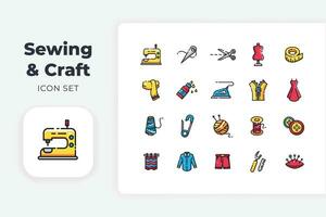 sewing and craft icon set vector