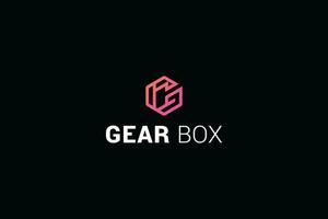 Letter G modern line art hexagonal gear box technological logo vector